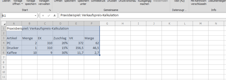 Praxisbeispiel Verkaufspreis-Kalkulation