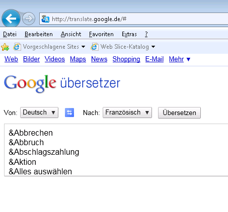 Text in Google Übersetzer einfügen