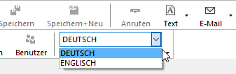 Sprachauswahl in der System Toolleiste