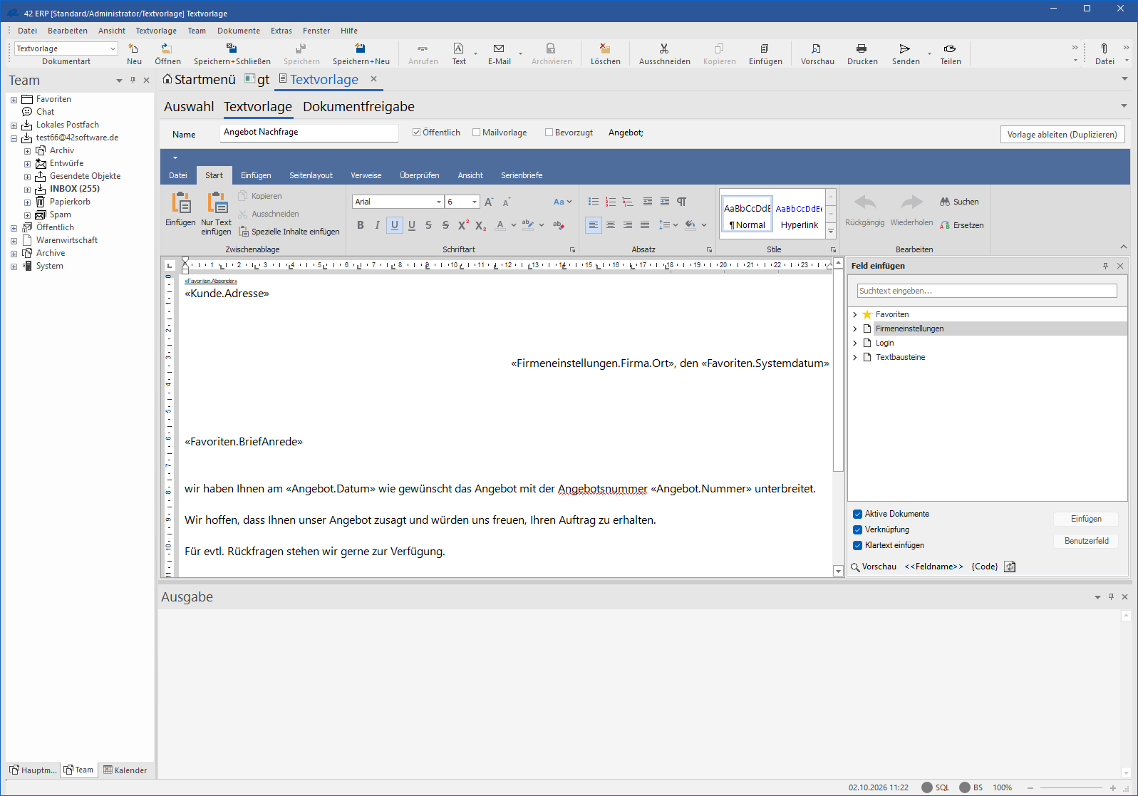 Textvorlagen-Editor