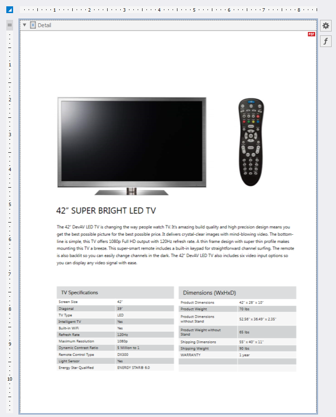 PDF-Inhalt für das gesamte Detailband anpassen