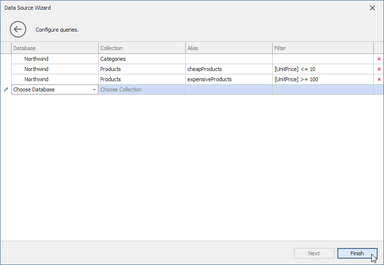 Konfigurieren von Abfragen an eine MongoDB-Instance