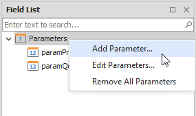 Erstellen Sie einen Parameter aus der Feldliste