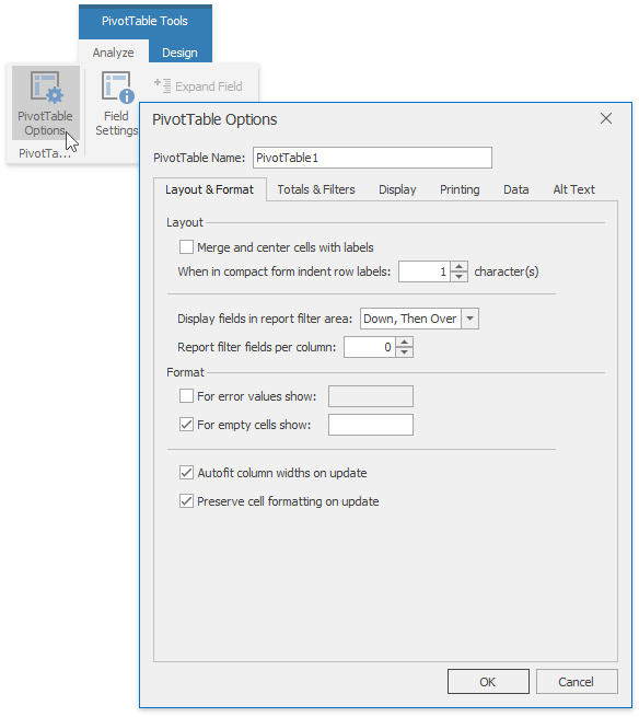 Spreadsheet_PivotTable_PivotTableOptionsRibbon