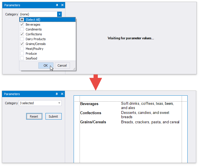 Parameter-Multi-Value-Filter-Report