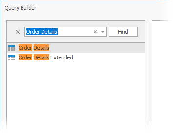 Abfrage-Generator: Suchen einer Tabelle anhand des Namens